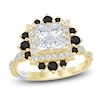 Thumbnail Image 0 of Pnina Tornai Princess-Cut Quad White Diamond & Black Diamond Halo Engagement Ring 1-3/4 ct tw 14K Yellow Gold
