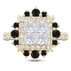 Thumbnail Image 2 of Pnina Tornai Princess-Cut Quad White Diamond & Black Diamond Halo Engagement Ring 1-3/4 ct tw 14K Yellow Gold