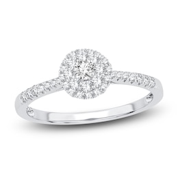 Diamond Double Halo Promise Ring 3/8 ct tw 10K White Gold