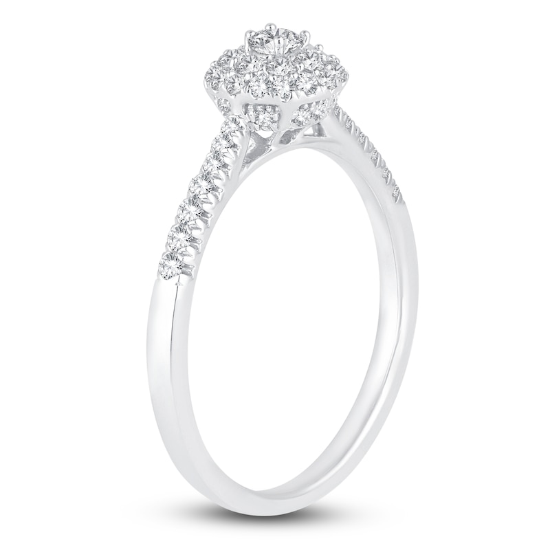 Diamond Double Halo Promise Ring 3/8 ct tw 10K White Gold