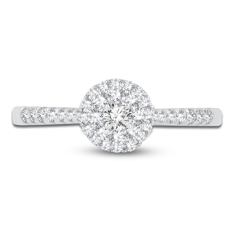 Diamond Double Halo Promise Ring 3/8 ct tw 10K White Gold