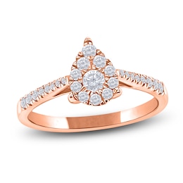 Multi-Diamond Pear-Shaped Promise Ring 1/3 ct tw 10K Rose Gold