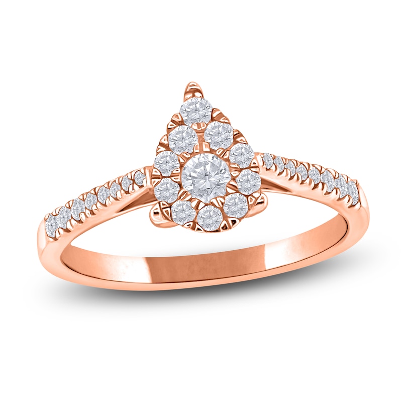 Multi-Diamond Pear-Shaped Promise Ring 1/3 ct tw 10K Rose Gold