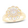 Thumbnail Image 1 of Vintage-Inspired Baguette & Round-Cut Diamond Flower Ring 1/4 ct tw 14K Yellow Gold