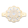 Thumbnail Image 3 of Vintage-Inspired Baguette & Round-Cut Diamond Flower Ring 1/4 ct tw 14K Yellow Gold