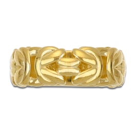 LUSSO by Italia D'Oro Men's Byzantine Link Ring 14K Yellow Gold