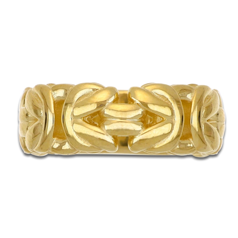 Main Image 1 of LUSSO by Italia D'Oro Men's Byzantine Link Ring 14K Yellow Gold