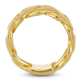 LUSSO by Italia D'Oro Men's Solid Curb Chain Link Ring 14K Yellow Gold