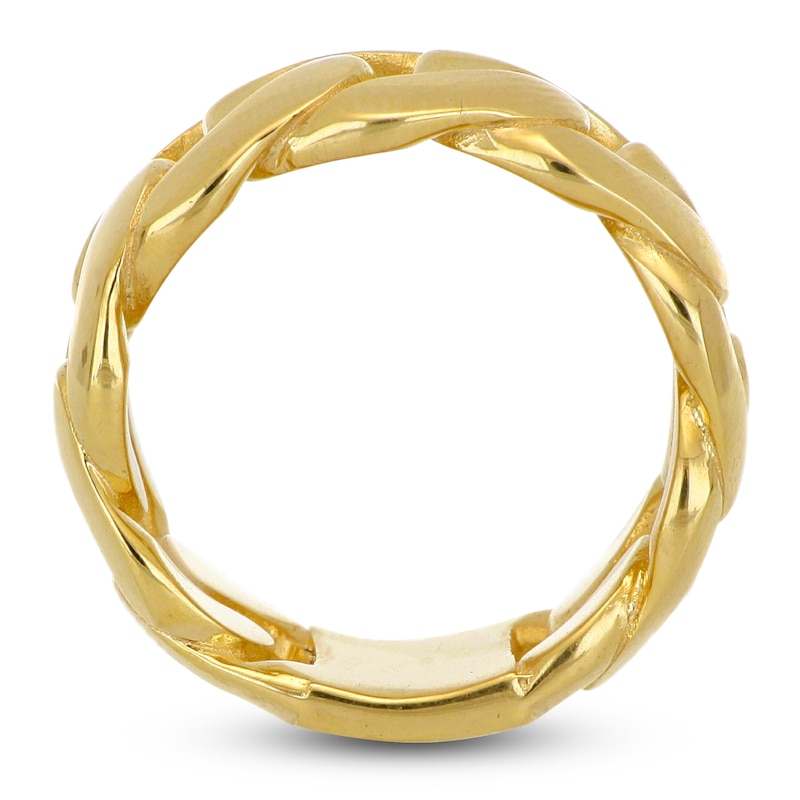 Main Image 1 of LUSSO by Italia D'Oro Men's Solid Curb Chain Link Ring 14K Yellow Gold