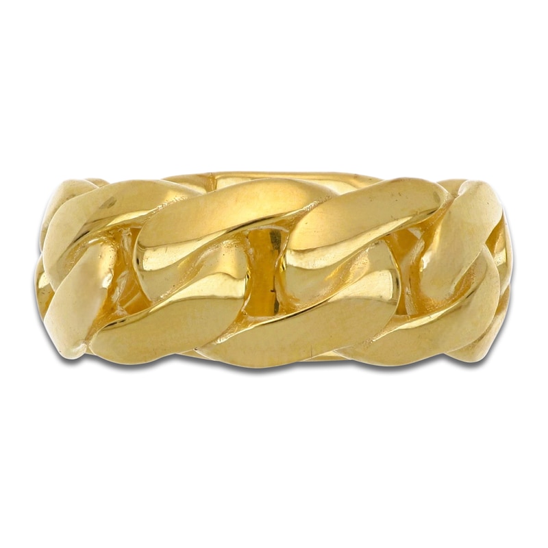 Main Image 3 of LUSSO by Italia D'Oro Men's Solid Curb Chain Link Ring 14K Yellow Gold