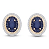 Thumbnail Image 0 of Kallati Oval-Cut Natural Blue Sapphire & Diamond Earrings 1/6 ct tw 14K Yellow Gold