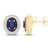 Thumbnail Image 1 of Kallati Oval-Cut Natural Blue Sapphire & Diamond Earrings 1/6 ct tw 14K Yellow Gold