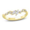 Thumbnail Image 1 of Certified Marquise & Round-Cut Diamond Contour Anniversary Ring 1/4 ct tw 14K Yellow Gold