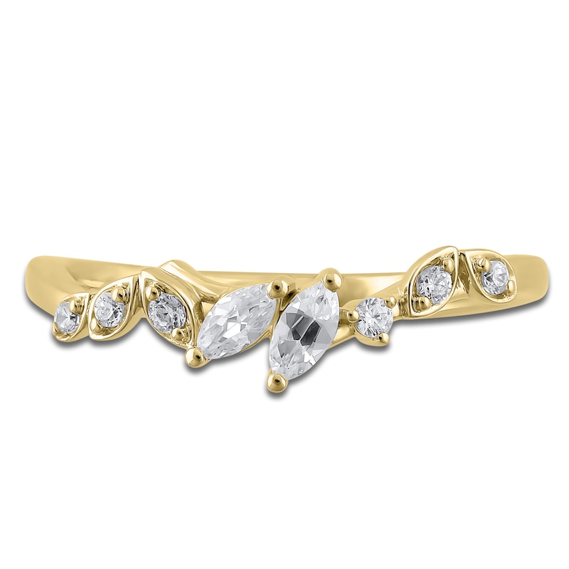 Certified Marquise & Round-Cut Diamond Contour Anniversary Ring 1/4 ct tw 14K Yellow Gold