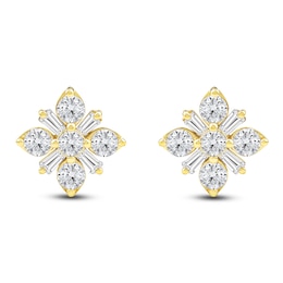 Baguette & Round-Cut Lab-Created Diamond Snowflake Stud Earrings 1 ct tw 14K Yellow Gold