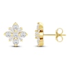 Thumbnail Image 2 of Baguette & Round-Cut Lab-Created Diamond Snowflake Stud Earrings 1 ct tw 14K Yellow Gold