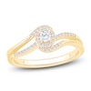 Thumbnail Image 1 of Diamond Bypass Halo Promise Ring 1/4 ct tw 10K Yellow Gold