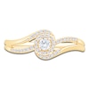 Thumbnail Image 3 of Diamond Bypass Halo Promise Ring 1/4 ct tw 10K Yellow Gold