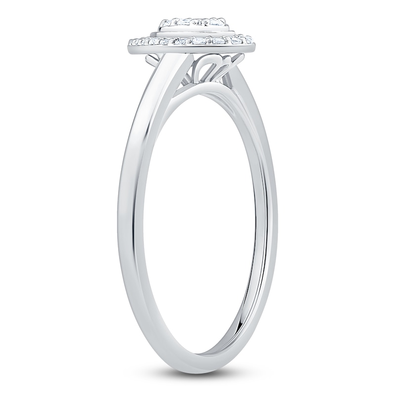 Main Image 2 of Multi-Diamond Pear-Shaped Halo Promise Ring 1/6 ct tw 10K White Gold