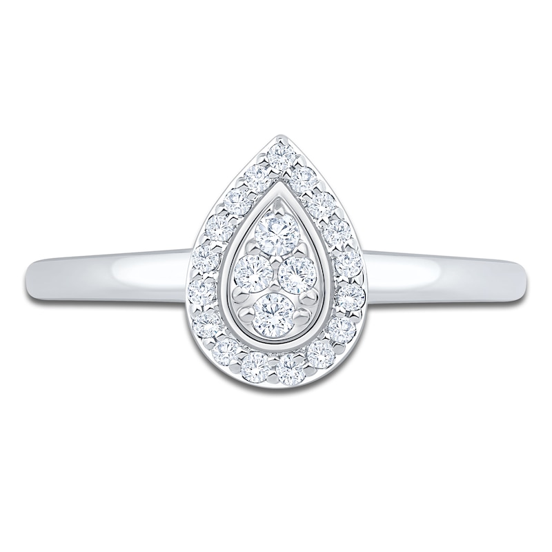 Main Image 3 of Multi-Diamond Pear-Shaped Halo Promise Ring 1/6 ct tw 10K White Gold