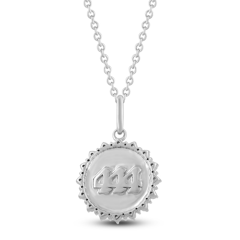 Main Image 4 of Diamond Angel Number 444 Medallion Necklace 1/4 ct tw Sterling Silver 18&quot;