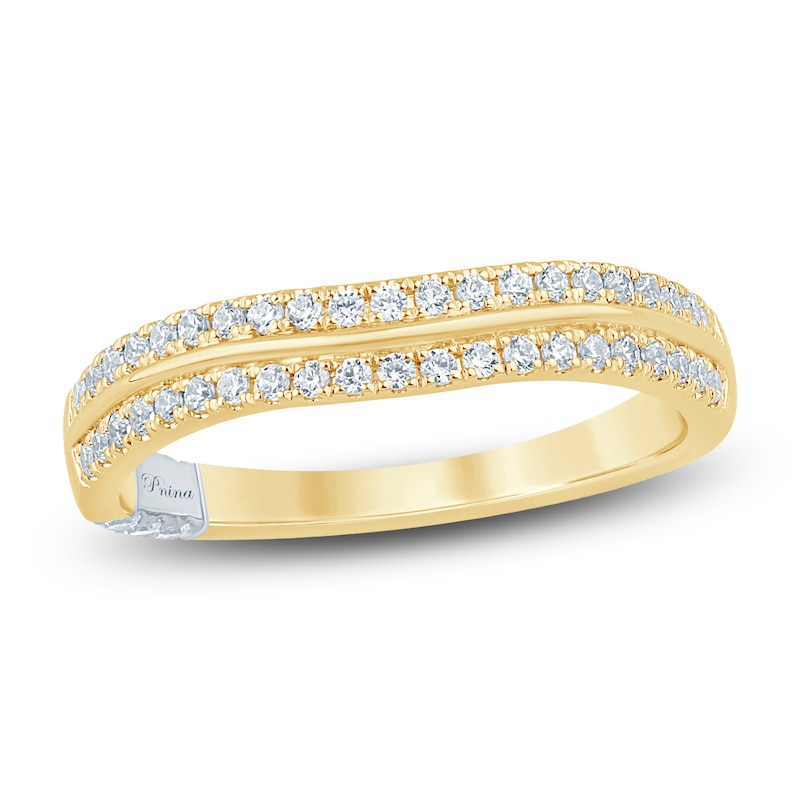 Pnina Tornai Diamond Two-Row Curved Wedding Band 1/3 ct tw 14K Gold