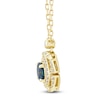 Thumbnail Image 2 of Montana Blue Natural Sapphire & Diamond Flower Frame Necklace 1/8 ct tw 14K Yellow Gold 18&quot;