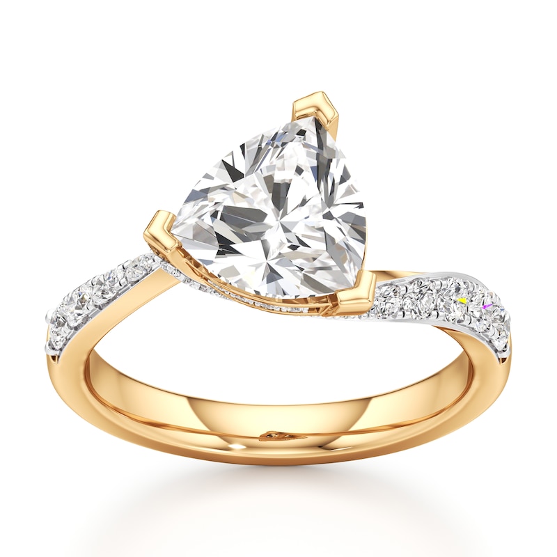 Main Image 1 of J'Lure Trillion Curved Brilliant-Cut Lab-Created Diamond Bypass Engagement Ring 2-1/4 ct tw 18K Yellow Gold