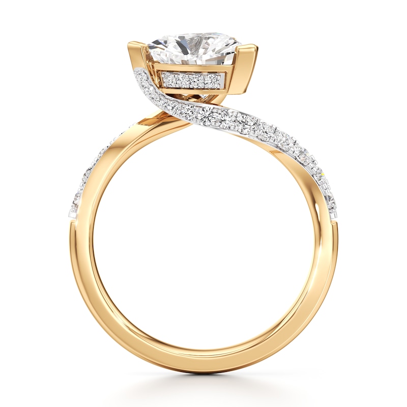 Main Image 2 of J'Lure Trillion Curved Brilliant-Cut Lab-Created Diamond Bypass Engagement Ring 2-1/4 ct tw 18K Yellow Gold