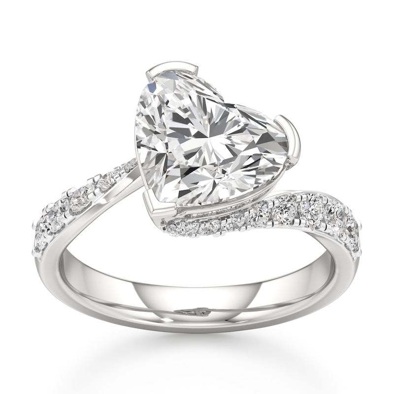 Main Image 1 of J'Lure Heart Brilliant-Cut Lab-Created Diamond Bypass Engagement Ring 3-1/2 ct tw 18K White Gold