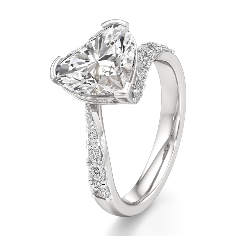 Main Image 4 of J'Lure Heart Brilliant-Cut Lab-Created Diamond Bypass Engagement Ring 3-1/2 ct tw 18K White Gold