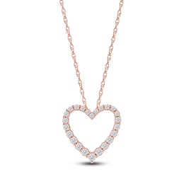 Lab-Created Diamond Graduated Open-Heart Necklace 1/2 ct tw 14K Rose Gold 18&quot;