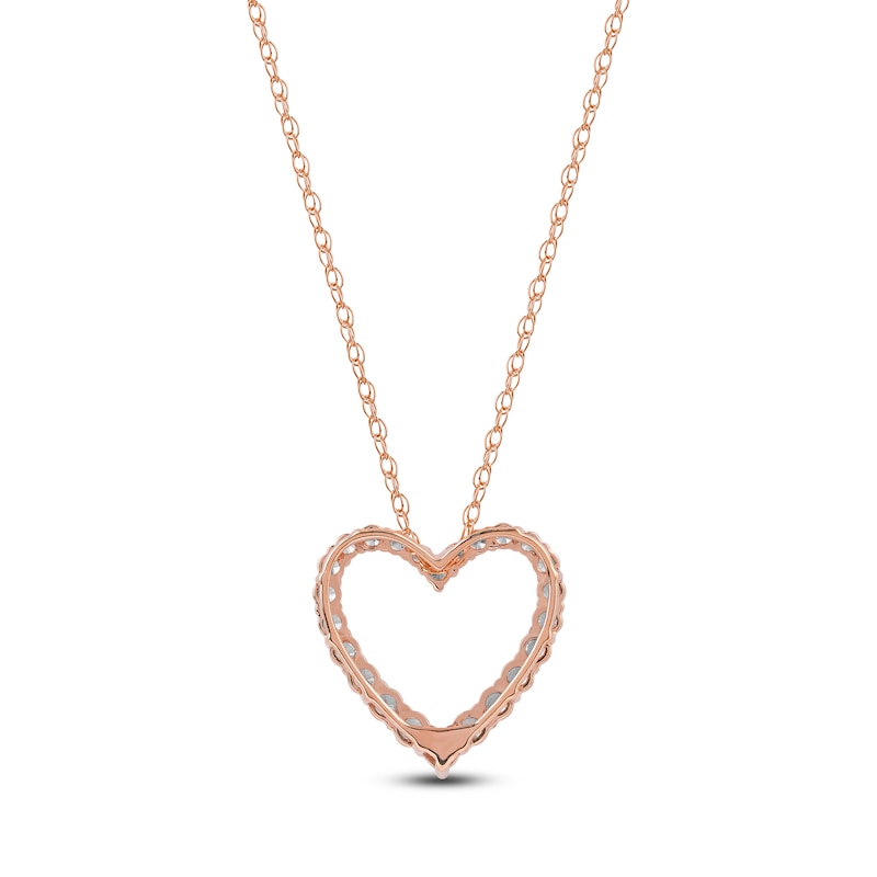 Main Image 3 of Lab-Created Diamond Graduated Open-Heart Necklace 1/2 ct tw 14K Rose Gold 18&quot;