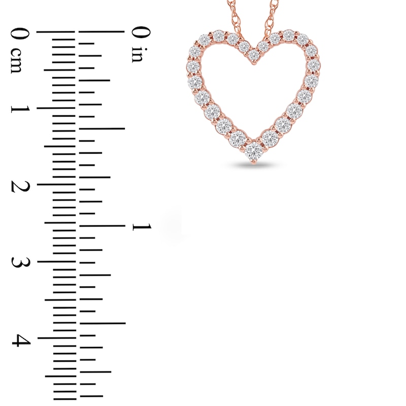 Main Image 4 of Lab-Created Diamond Graduated Open-Heart Necklace 1/2 ct tw 14K Rose Gold 18&quot;