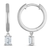 Thumbnail Image 1 of Emerald-Cut Lab-Created Diamond Solitaire Dangle Hoop Earrings 1/2 ct tw 14K White Gold (SI2/F)