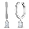 Thumbnail Image 2 of Emerald-Cut Lab-Created Diamond Solitaire Dangle Hoop Earrings 1/2 ct tw 14K White Gold (SI2/F)