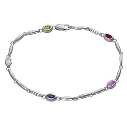 Oval Birthstone Anklet (5 Stones)