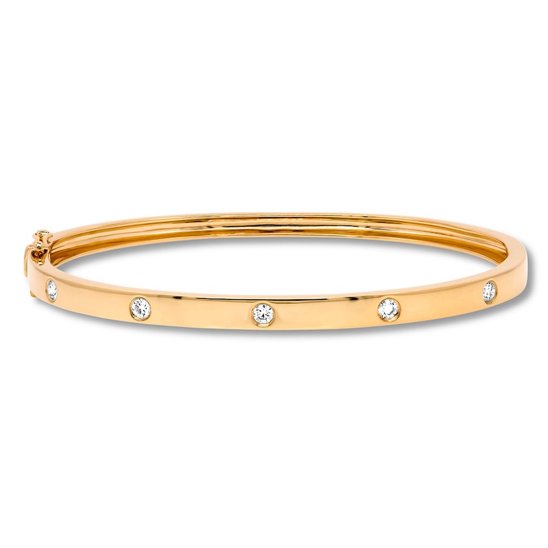 Shy Creation Bezel-set Diamond Bangle 1/3 ct tw 14K Yellow Gold ...