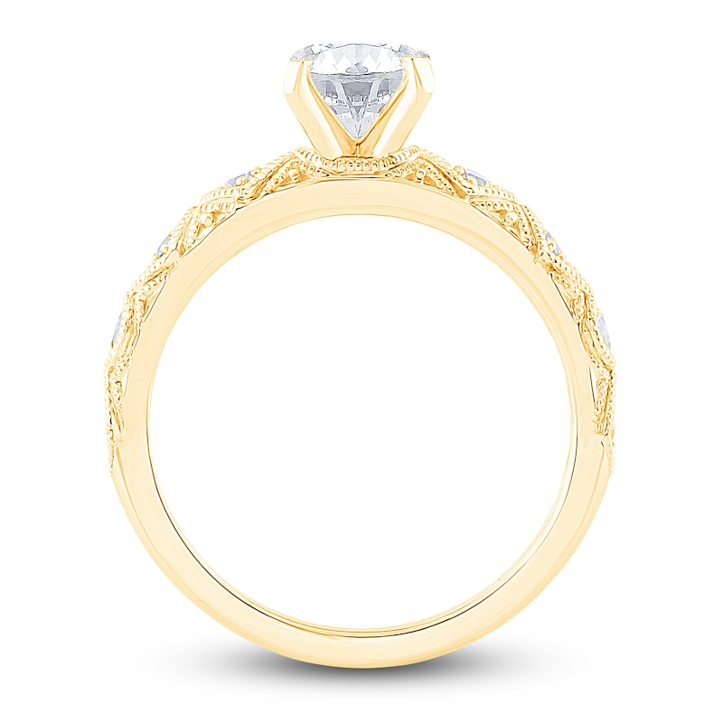 Main Image 3 of Diamond Milgrain Engagement Ring 1-1/5 ct tw Round 14K Yellow Gold