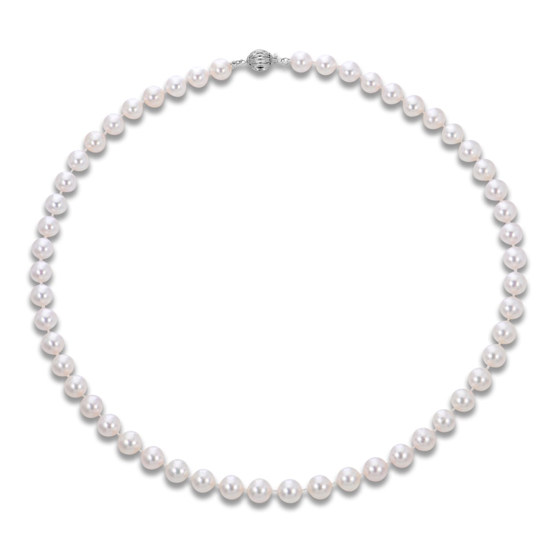 Akoya Cultured Pearl Strand Necklace 14K White Gold 20"