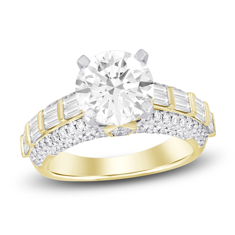Diamond Engagement Ring 4 ct tw Round 18K Yellow Gold