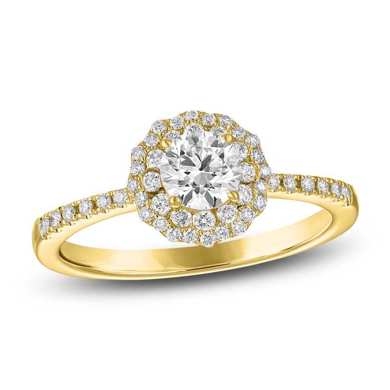 Main Image 1 of Diamond Floral Halo Engagement Ring 3/4 ct tw 14K Yellow Gold