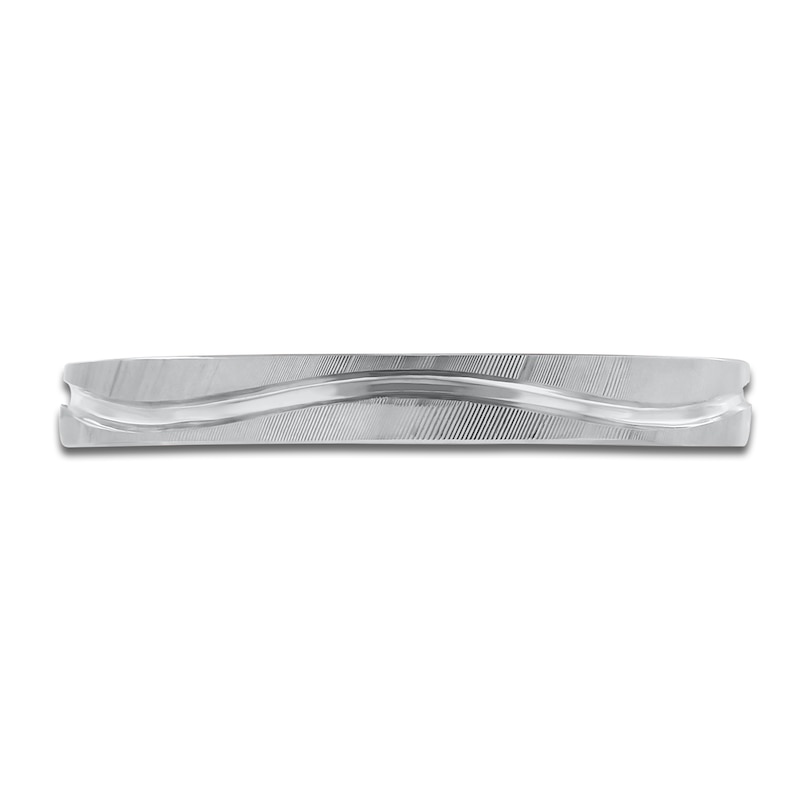 Men's Textured Wave Wedding Band 14K White Gold 3mm | Jared