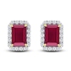 Thumbnail Image 3 of Rectangle-Cut Natural Ruby & Diamond Earrings 1/5 ct tw 14K Yellow Gold