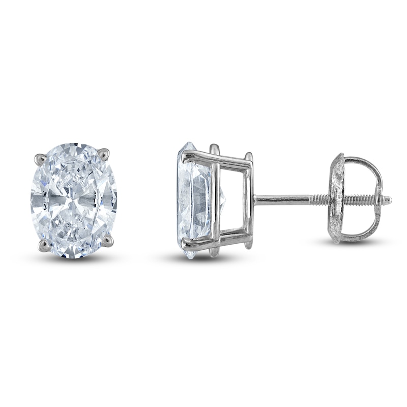 Oval-Cut Lab-Created Diamond Solitaire Stud Earrings 2 ct tw 14K White Gold (F/SI2)