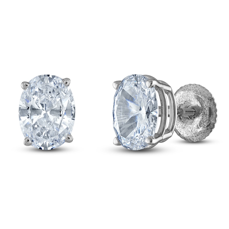 Oval-Cut Lab-Created Diamond Solitaire Stud Earrings 2 ct tw 14K White Gold (F/SI2)