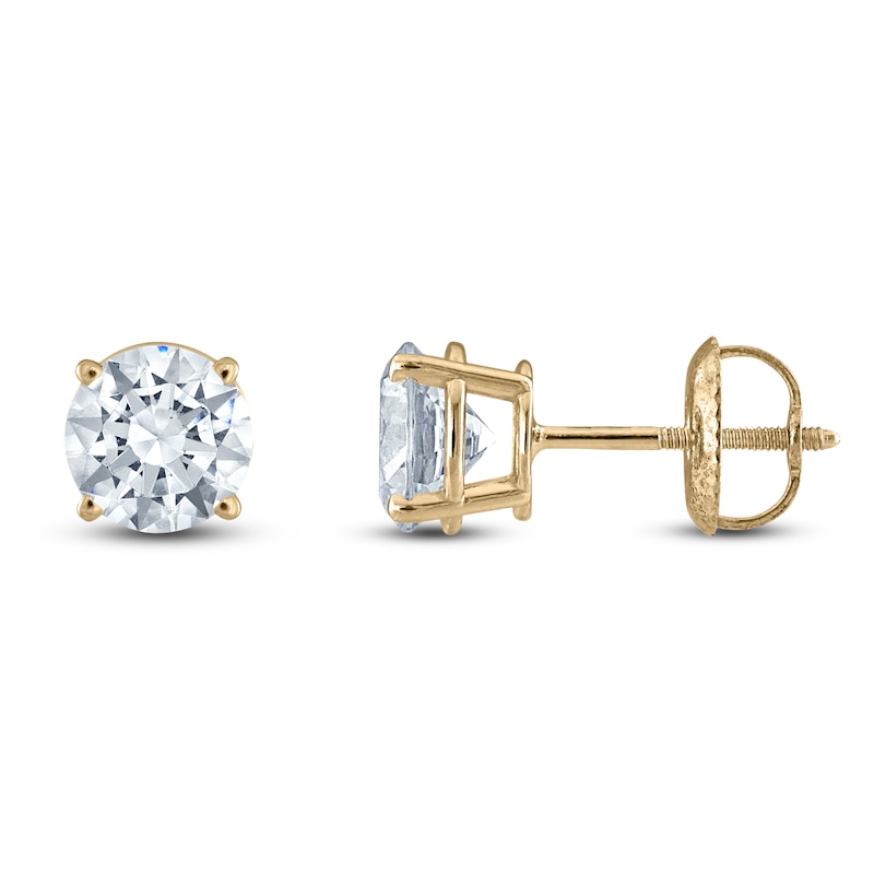 Round-Cut Diamond Solitaire Stud Earrings ct tw 14K Yellow Gold (I/I2