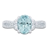 Thumbnail Image 2 of Brilliant Moments Oval-Cut Natural Aquamarine & Diamond Engagement Ring 3/8 ct tw 14K White Gold