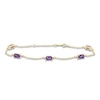 Thumbnail Image 1 of Rectangle-Cut Natural Amethyst & Diamond Station Bracelet 1/20 ct tw 10K Yellow Gold 7.25&quot;