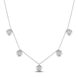 Multi-Diamond Station Drop Necklace 1/4 ct tw Sterling Silver 20&quot;